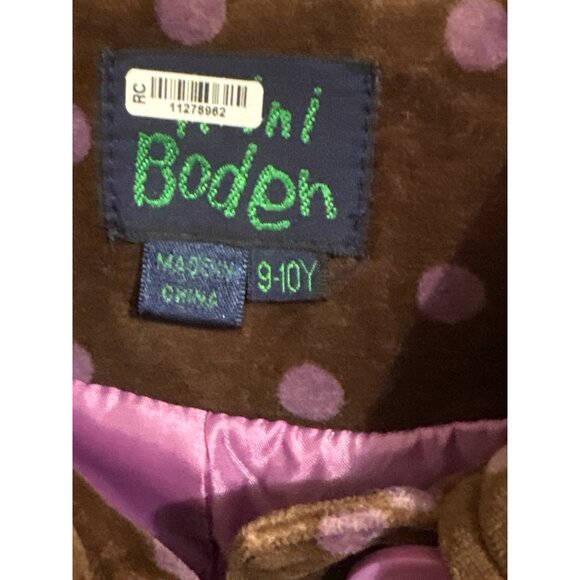Mini Boden Girls Brown & Pink Polka Dot Coat Size 9-10Y Cotton Blend China - Picture 4 of 4